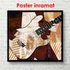 Постер - Абстрактная гитара в руках музыканта, 100 x 100 см, Постер на Стекле в раме, Музыка