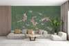 Wall mural - Foxes on a green background