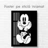Poster - Black and white Mickey Mouse, 60 x 90 см, Framed poster on glass