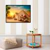 Poster - Egypt - Pyramid - Camel and sunset, 45 x 30 см, Canvas on frame