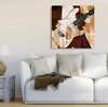 Poster - Abstract guitar in the hands of a musician, 100 x 100 см, Framed poster on glass, Music