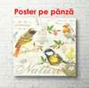 Poster - Yellow birds on branches, 100 x 100 см, Framed poster, Provence