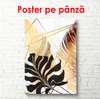 Poster - Grădină tropicală în culori aurii 1, 60 x 90 см, Poster înrămat, Glamour