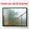 Poster - Wooden bridge along the foggy forest, 90 x 60 см, Framed poster, Nature