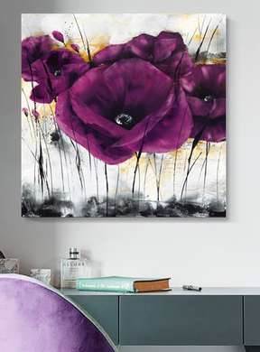 Poster - Purple flowers, 40 x 40 см, Canvas on frame, Art