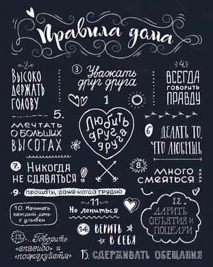 Poster - House Rules 5, 60 x 90 см, Framed poster on glass, Quotes