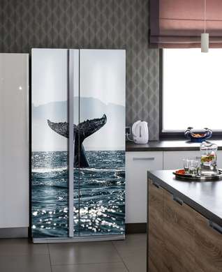Stickere 3D pentru uși, Coadă de balenă, 60 x 90cm, Autocolant pentru Usi