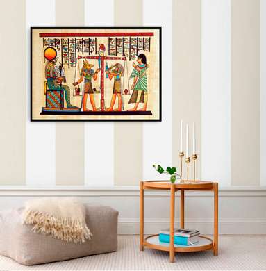 Poster - Egyptian stories on papyrus, 90 x 60 см, Framed poster, Vintage