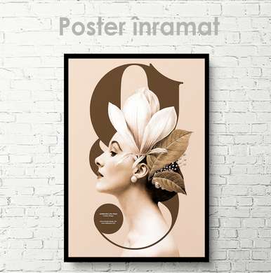 Poster - Profilul unei domnișoare pe copertă, 45 x 90 см, Poster inramat pe sticla