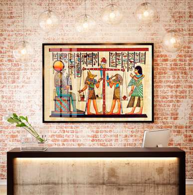 Постер - Египетские истории на папирусе, 90 x 60 см, Постер в раме, Винтаж