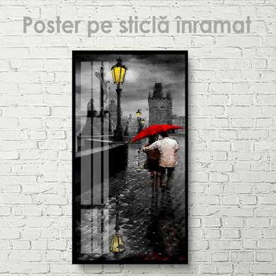 Poster - Plimbarea prin ploaie, 30 x 90 см, Panza pe cadru