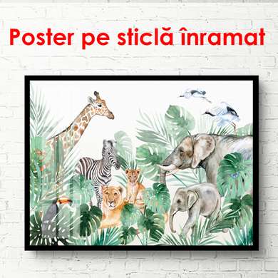 Poster - Desen delicat al prietenilor africani, 45 x 30 см, Panza pe cadru, Pentru Copii