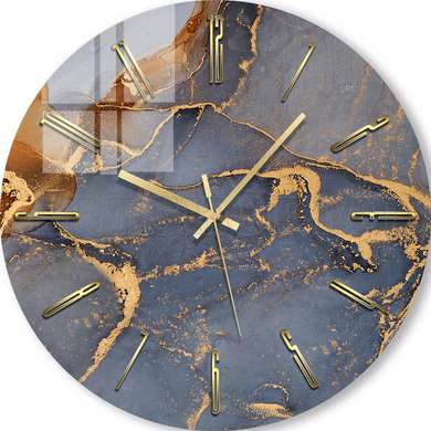 Ceas din sticlă - Nuante de mov cu elemente aurii, 30cm