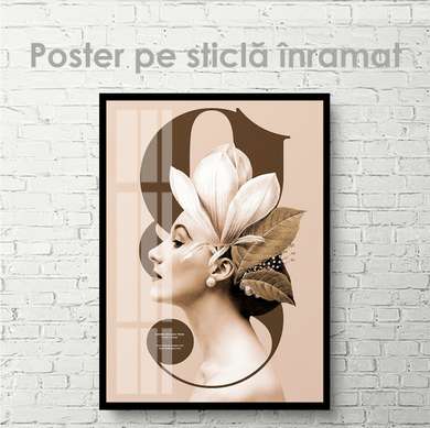 Poster - Profilul unei domnișoare pe copertă, 45 x 90 см, Poster inramat pe sticla
