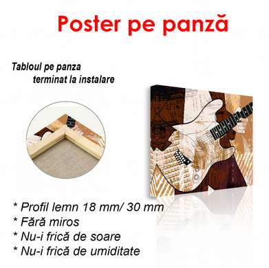 Poster - Abstract guitar in the hands of a musician, 100 x 100 см, Framed poster on glass, Music