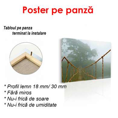 Poster - Wooden bridge along the foggy forest, 90 x 60 см, Framed poster, Nature