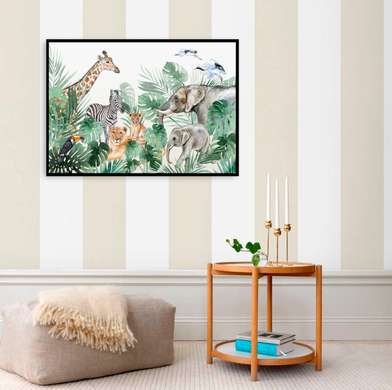 Poster - Delicate drawing of African friends, 45 x 30 см, Canvas on frame, For Kids