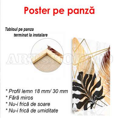 Poster - Grădină tropicală în culori aurii 1, 60 x 90 см, Poster înrămat, Glamour