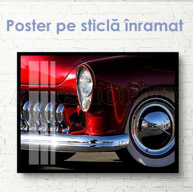 Poster - Element roșu retro pentru mașină, 90 x 60 см, Poster inramat pe sticla, Transport