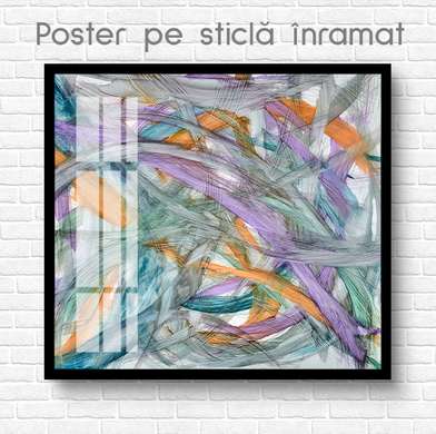 Poster - Indigo Arta Fluida, 100 x 100 см, Poster inramat pe sticla