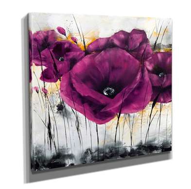 Poster - Flori violete, 40 x 40 см, Panza pe cadru, Pictura