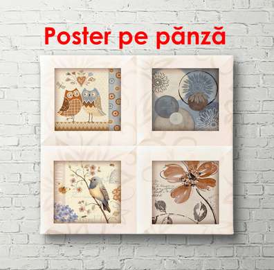 Постер - Баланс цветов, 100 x 100 см, Постер в раме, Прованс