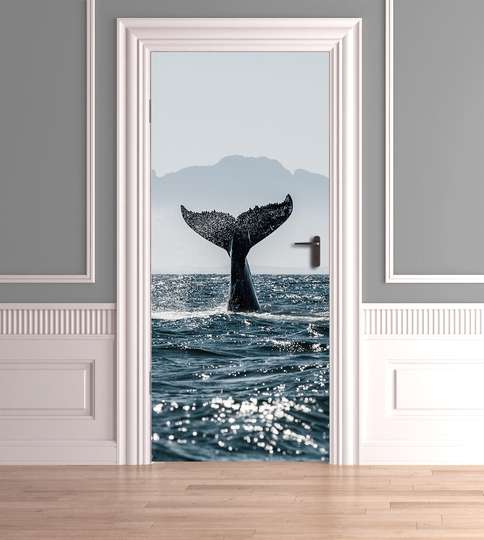 3Д наклейка на дверь, Хвост кита, 60 x 90cm, Наклейка на Дверь