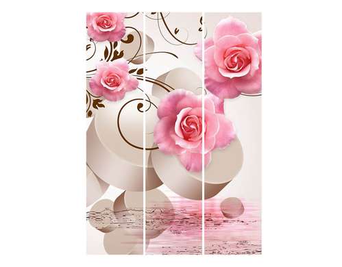 Paravan - Trandafiri roz pe un fond 3D, 7