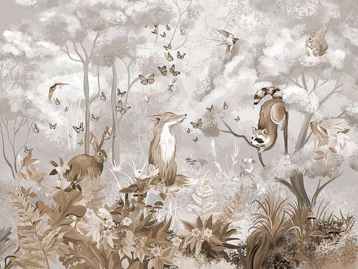 Nursery Wall Mural - Fox and animals in the forest world 1
