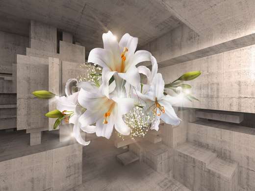 Screen - White lily against the background of a wooden tunnel., 7
