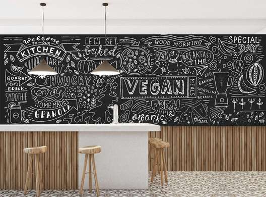 Wall Mural - Inscriptions and illustrations on a black background