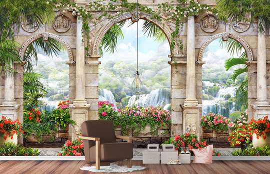 Wall Mural - Roman Arches overlooking the waterfall