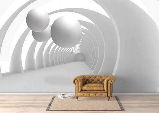 3Д Фотообои - Белые шары в туннеле
