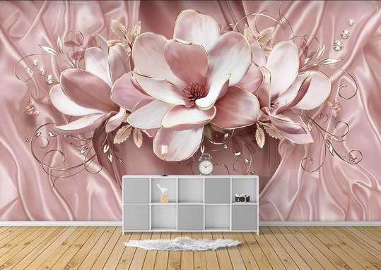 3D Wallpaper - Delicate pink flower on a delicate background.