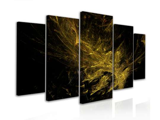 Modular picture, Yellow abstraction on a black background, 108 х 60
