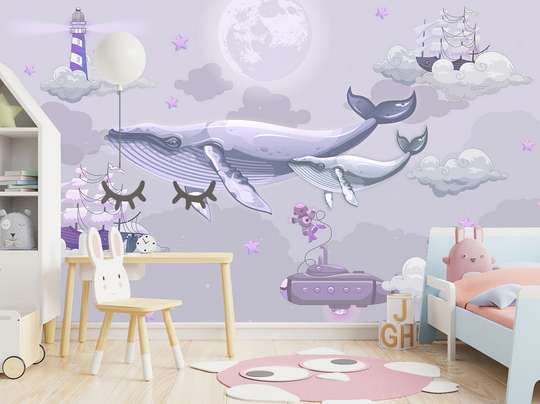 Murals for the nursery - "World of Dreams" in gray-violet shades
