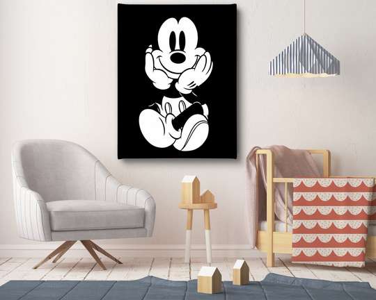 Poster, Mikcey Mouse alb-negru, 30 x 45 см, Panza pe cadru