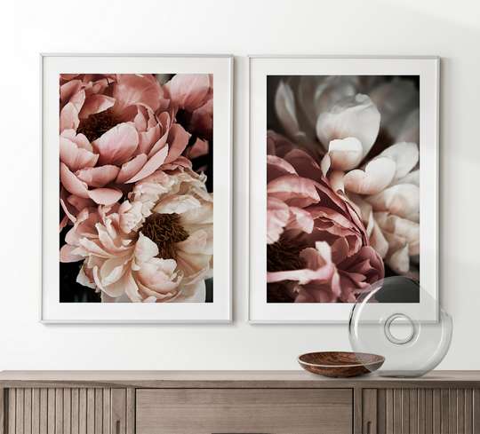Poster - Delicate rose flowers, 60 x 90 см, Framed poster on glass