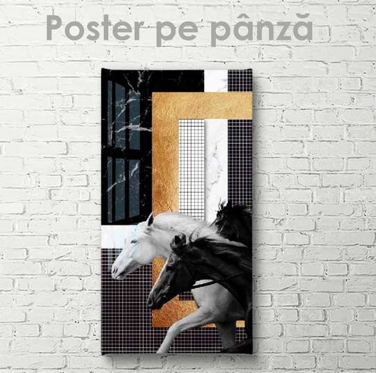 Постер, Бегущие лошади, 30 x 60 см, Холст на подрамнике