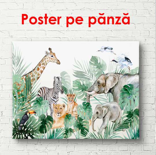 Постер - Нежный рисунок африканских друзей, 45 x 30 см, Холст на подрамнике