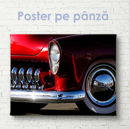 Постер - Элемент красной ретро машины, 45 x 30 см, Холст на подрамнике
