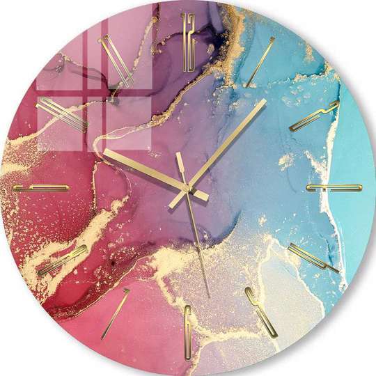 Glass clock - Rose-blue shades, 40cm