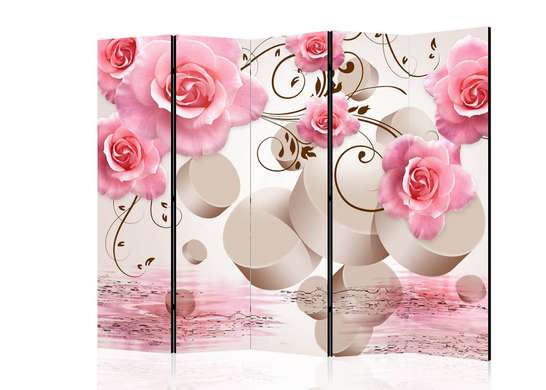 Ширма - Розовые розы на 3Д фоне, 7
