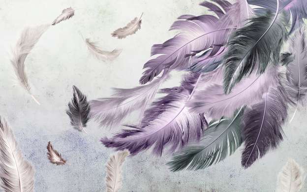 Фотообои - Пурпурные перья на нежном фоне