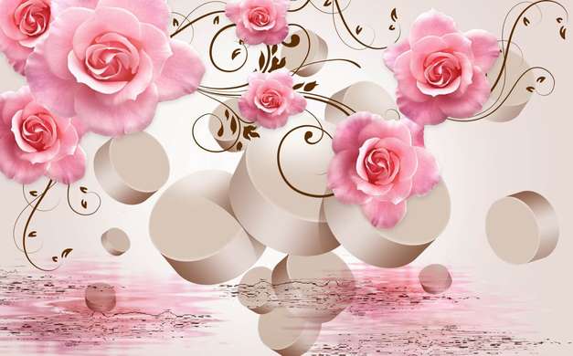 Paravan - Trandafiri roz pe un fond 3D, 7