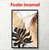 Poster - Grădină tropicală în culori aurii 1, 60 x 90 см, Poster înrămat, Glamour