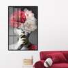 Poster - Lady with pink-white flowers, 60 x 90 см, Framed poster on glass, Glamour