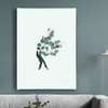 Poster - The man with leaves, 60 x 90 см, Framed poster on glass, Minimalism