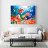 Poster - Sirena mică cu pește în fundull oceanului, 90 x 60 см, Poster înrămat, Pentru Copii