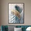 Poster - A golden and green leaf, 60 x 90 см, Framed poster on glass, Botanical